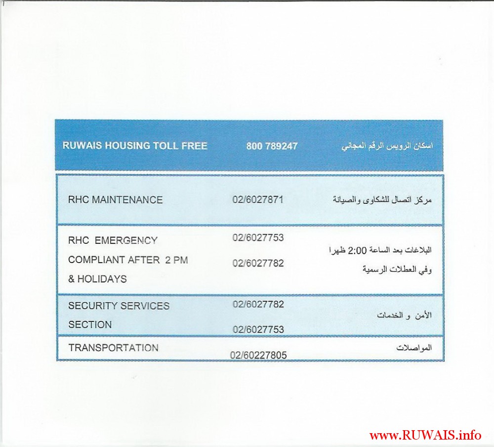 ruwais-housing-toll-free-contact-numbers